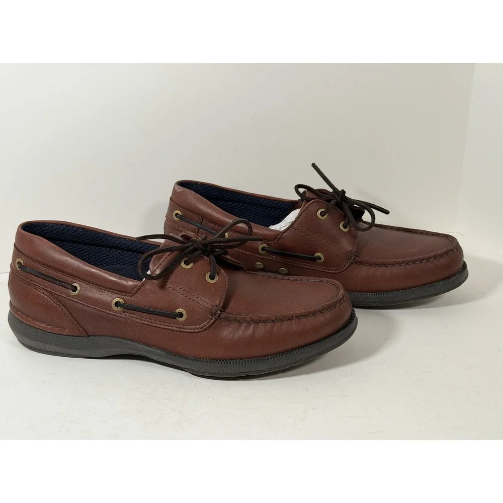 Rockport, Men's Zealand Brown Leather Boat‎ Shoes, Size 11.5